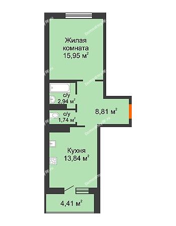 1 комнатная квартира 45,49 м² в ЖК Губернский, дом Литер 29
