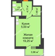 Студия 36,54 м² в ЖК Сокол на Оганова, дом Литер 1 - планировка