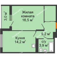 1 комнатная квартира 45,88 м² в Макрорайон Амград, дом № 4 - планировка