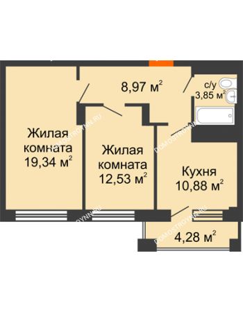 2 комнатная квартира 57,71 м² - ЖД Весна