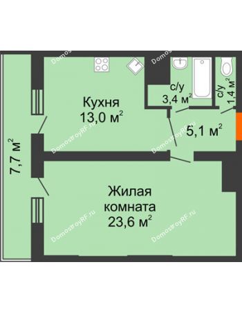 1 комнатная квартира 54,2 м² - ЖК Космолет