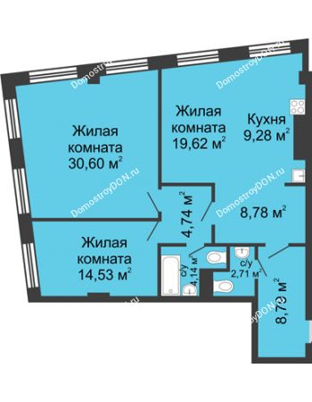3 комнатная квартира 103,19 м² - ЖК Гранд Панорама