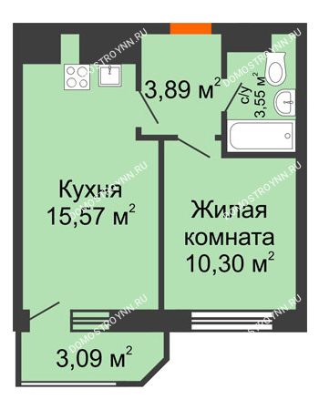 1 комнатная квартира 36,4 м² в ЖК Город времени, дом № 18