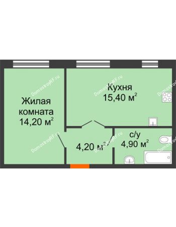 1 комнатная квартира 38,7 м² в ЖК Куйбышев, дом № 3