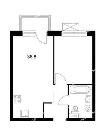 1 комнатная квартира 36,8 м² в ЖК Савин парк, дом корпус 2