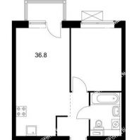 1 комнатная квартира 36,8 м² в ЖК Савин парк, дом корпус 2 - планировка