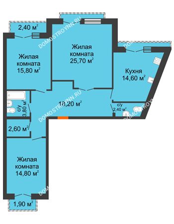 3 комнатная квартира 100,05 м² - ЖД по ул. Кирова