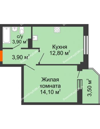 1 комнатная квартира 38,2 м² в ЖК Три Сквера (3 Сквера), дом № 31