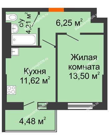 1 комнатная квартира 40,06 м² - ЖК Маршал
