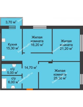 3 комнатная квартира 104,81 м² - Жилой дом по ул. Им. Семашко