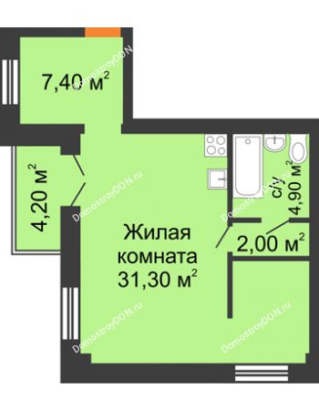 Студия 47,7 м² - ЖК Дом на 18-й Линии, 3