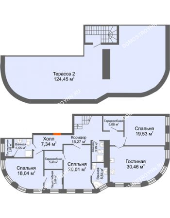 4 комнатная квартира 150,72 м² в ЖК Плотничный, дом № 1