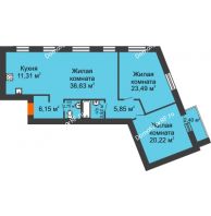 3 комнатная квартира 111,27 м² в Микpopaйoн  Преображенский, дом № 9 - планировка