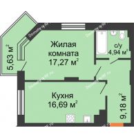 1 комнатная квартира 49,77 м², ЖД Камертон - планировка