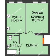 1 комнатная квартира 49,07 м² в ЖК Вознесенский, дом 2 этап - планировка