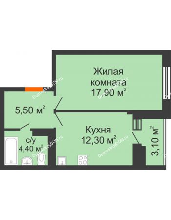 1 комнатная квартира 42 м² в ЖК Вересаево, дом Литер 7/1
