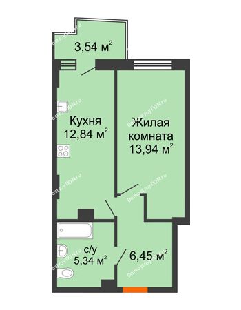 1 комнатная квартира 39,2 м² в ЖК Сердце Ростова 2, дом Литер 8