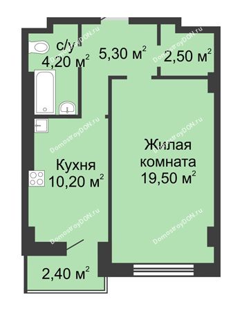1 комнатная квартира 42,9 м² - ЖК 8 марта