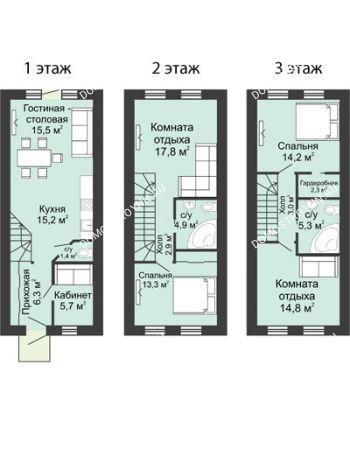 6 комнатная квартира 132 м² в КП Аладдин, дом № 424 (от 72 до 144 м2)