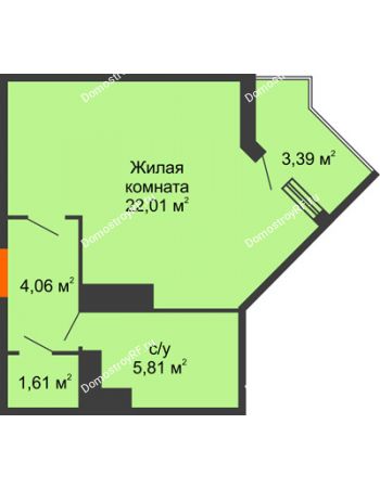 Студия 34,61 м² в ЖК Семейный парк, дом Литер 2