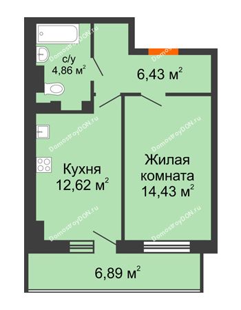 1 комнатная квартира 40,41 м² в ЖК Свобода, дом №2