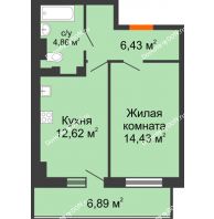 1 комнатная квартира 40,41 м² в ЖК Свобода, дом №2 - планировка
