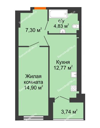 1 комнатная квартира 39,8 м² - ЖК Уютный дом на Мечникова