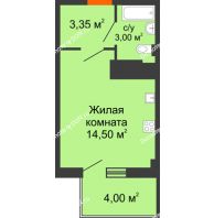 Студия 22,55 м² в ЖК Грин Парк, дом Литер 1 - планировка