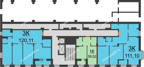 Планировка 2 этажа в доме Литер 01 (Блок 1.2) в ЖК Ренессанс