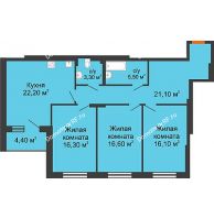 3 комнатная квартира 103,6 м², КД Renessanse (Ренессанс) - планировка