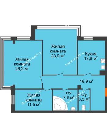 3 комнатная квартира 103,2 м² - КД Green Вита (Грин Вита)