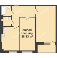 2 комнатная квартира 68,28 м² в ЖК Сокол Градъ, дом Литер 1 - планировка