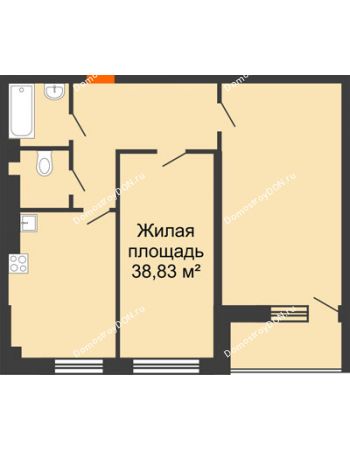 2 комнатная квартира 68,28 м² в ЖК Сокол Градъ, дом Литер 1 (8)
