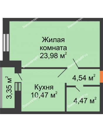 1 комнатная квартира 45,14 м² - ЖК Парк Металлургов