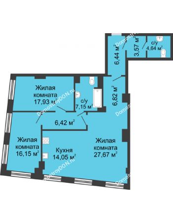 3 комнатная квартира 110,84 м² - ЖК Гранд Панорама