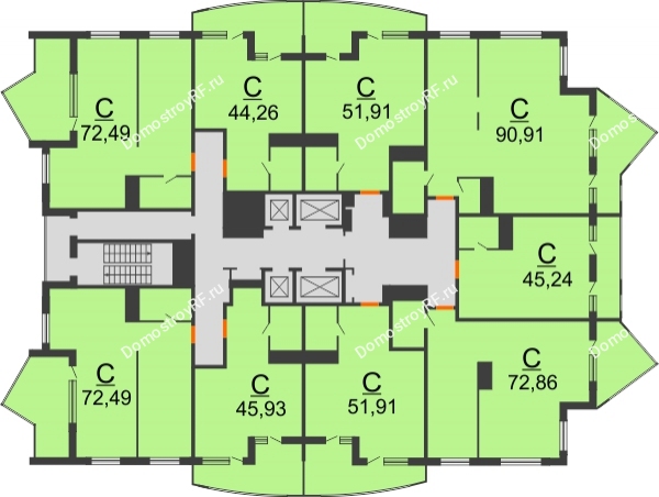 Планировка 5 этажа в доме Литер 11 в ЖК Элегант