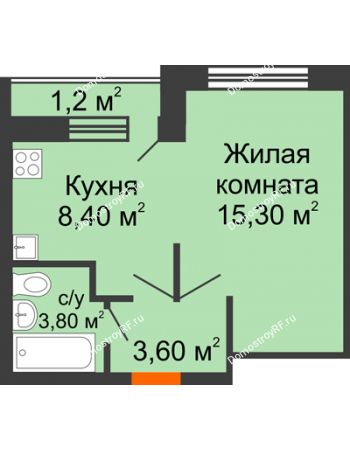 1 комнатная квартира 32,3 м² в ЖК Спортивный парк, дом Литер 6
