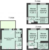 5 комнатный таунхаус 113 м² в КП Прага, дом № 6 (от 90 до 113 м2) - планировка